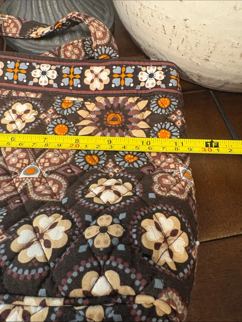 Vera Bradley Brown Floral Quilted Tote and Cosmetic Bag Set